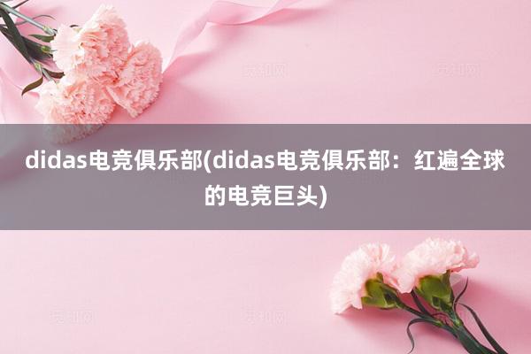 didas电竞俱乐部(didas电竞俱乐部：红遍全球的电竞巨头)