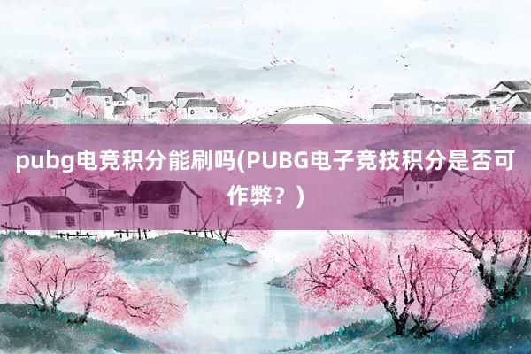 pubg电竞积分能刷吗(PUBG电子竞技积分是否可作弊？)