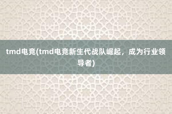 tmd电竞(tmd电竞新生代战队崛起，成为行业领导者)