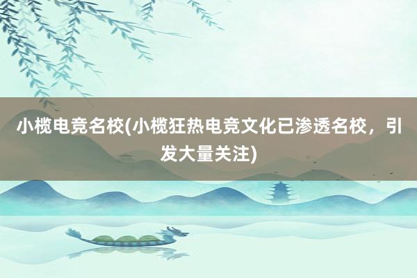 小榄电竞名校(小榄狂热电竞文化已渗透名校，引发大量关注)