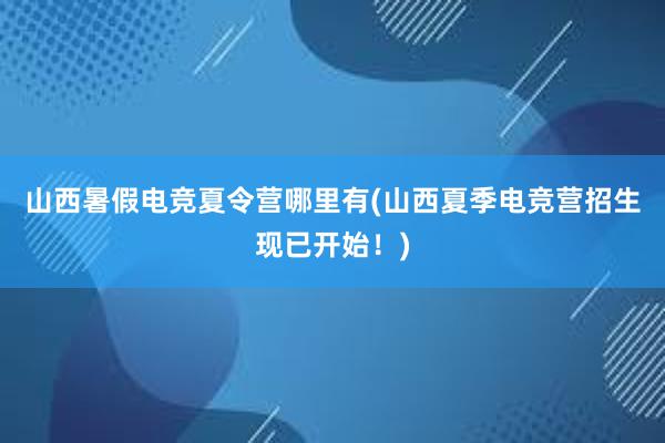 山西暑假电竞夏令营哪里有(山西夏季电竞营招生现已开始！)