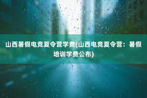 山西暑假电竞夏令营学费(山西电竞夏令营：暑假培训学费公布)