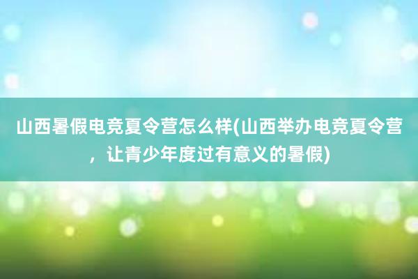 山西暑假电竞夏令营怎么样(山西举办电竞夏令营，让青少年度过有意义的暑假)