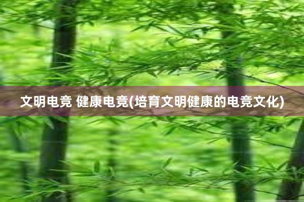 文明电竞 健康电竞(培育文明健康的电竞文化)