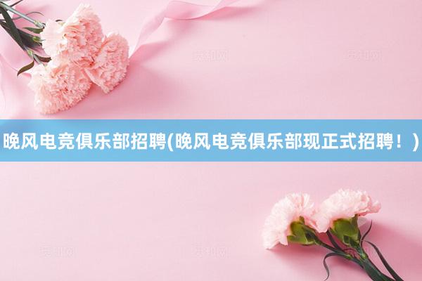 晚风电竞俱乐部招聘(晚风电竞俱乐部现正式招聘！)