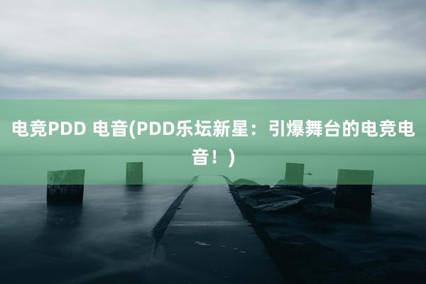 电竞PDD 电音(PDD乐坛新星：引爆舞台的电竞电音！)