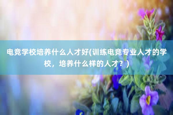 电竞学校培养什么人才好(训练电竞专业人才的学校，培养什么样的人才？)