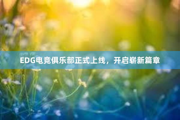 EDG电竞俱乐部正式上线，开启崭新篇章