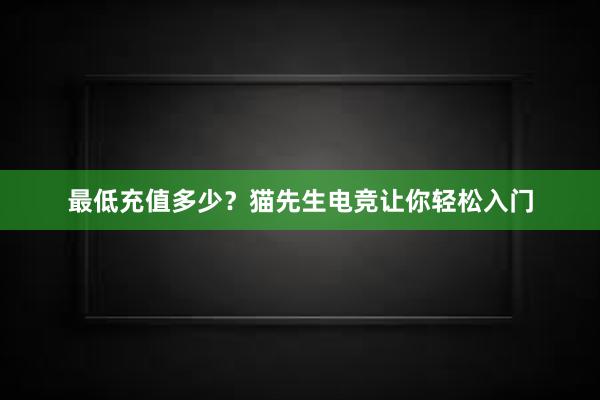 最低充值多少？猫先生电竞让你轻松入门