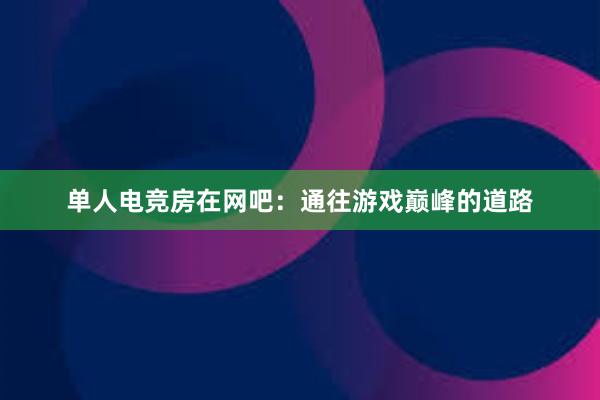 单人电竞房在网吧：通往游戏巅峰的道路